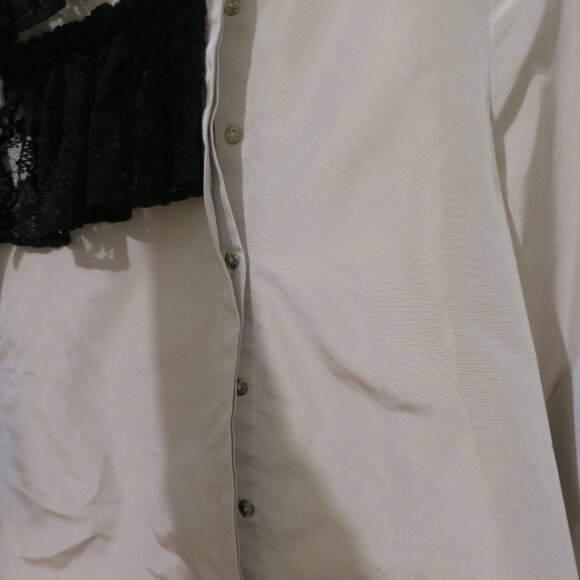 Molly Taffeta Women's Blouse Top Lace Ruffle Beige Size M NWT - Picture 6 of 6